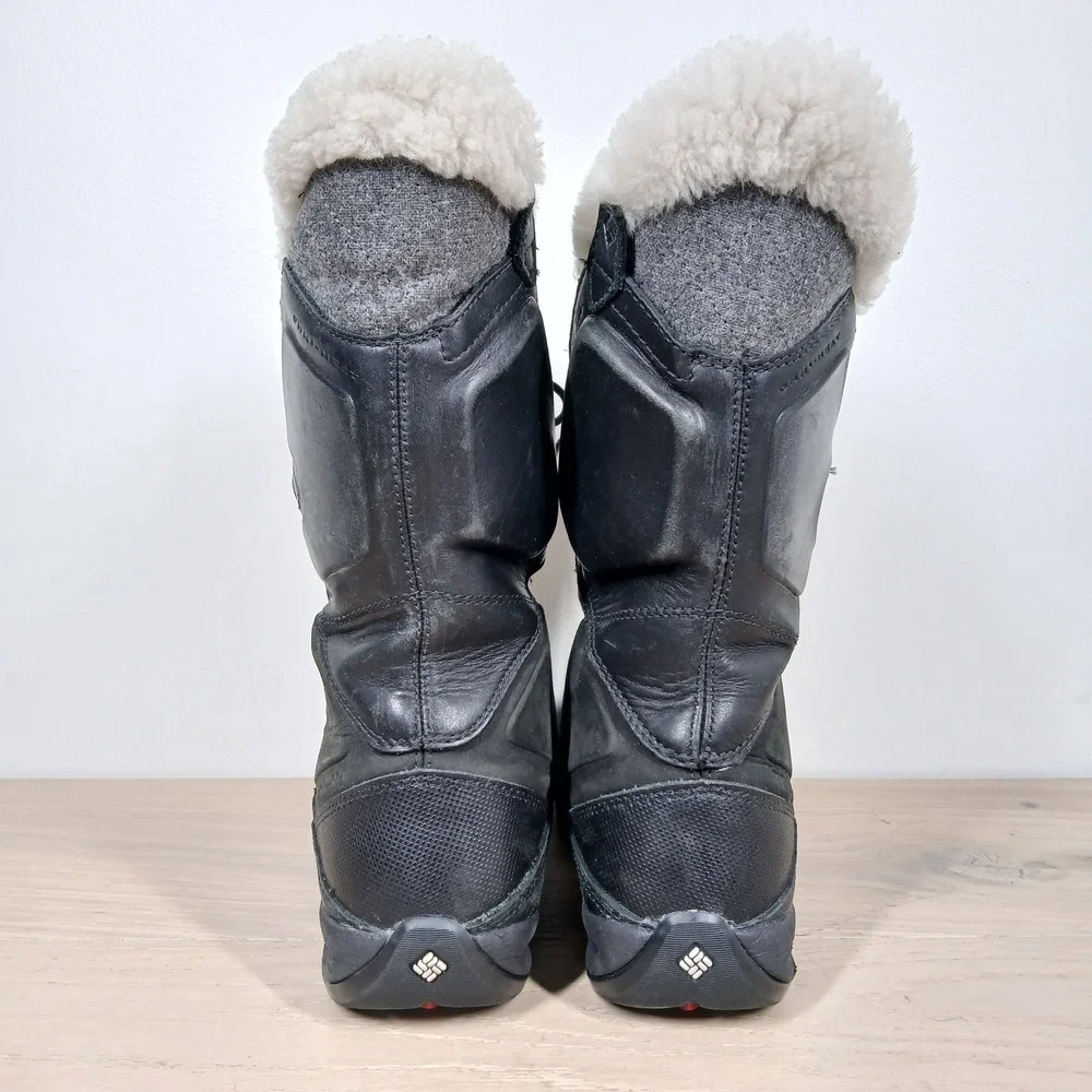 Columbia Boots Womens 7.5 Black Leather Tall Waterproof Winter Snow